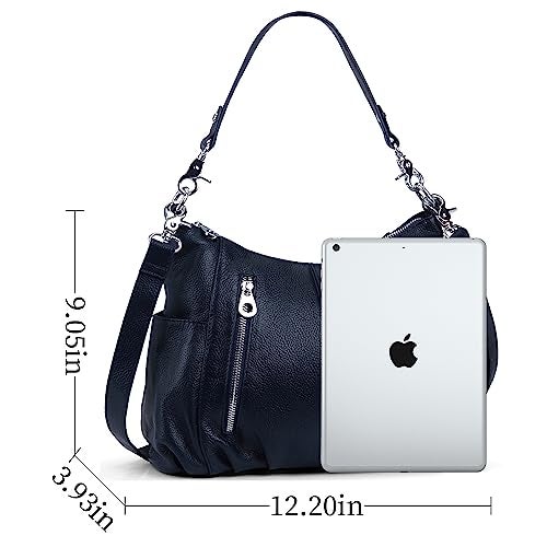 HESHE Genuine Leather Purses for Women Shoulder Hobo Bag Crossbody Satchel Handbags Designer Ladies Totes Purse - Image 4