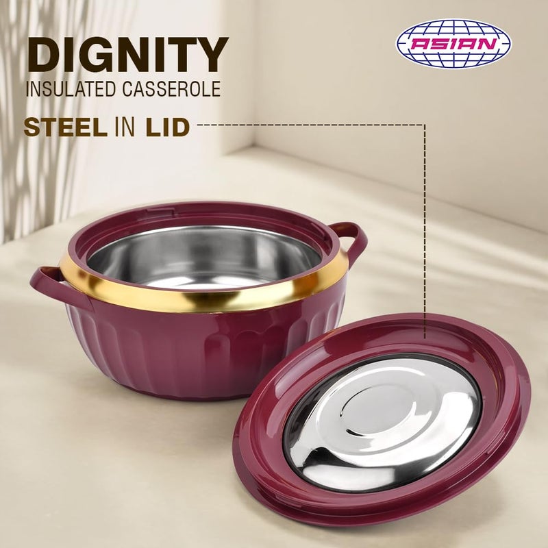 Asian Plastowares - Dignity Casserole - 2500ML |Hot Pot for Roti, Chapati & Meals, Biryani | Casserole for Kitchen & Gifting | BPA-Free, Food-Grade | Maroon - Image 5