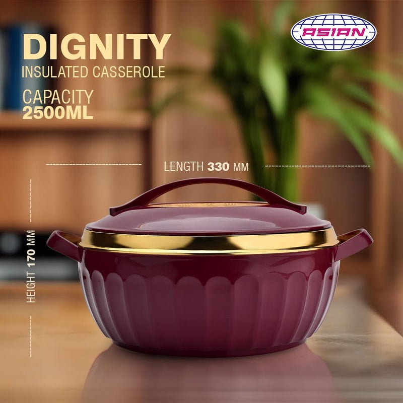 Asian Plastowares - Dignity Casserole - 2500ML |Hot Pot for Roti, Chapati & Meals, Biryani | Casserole for Kitchen & Gifting | BPA-Free, Food-Grade | Maroon - Image 4
