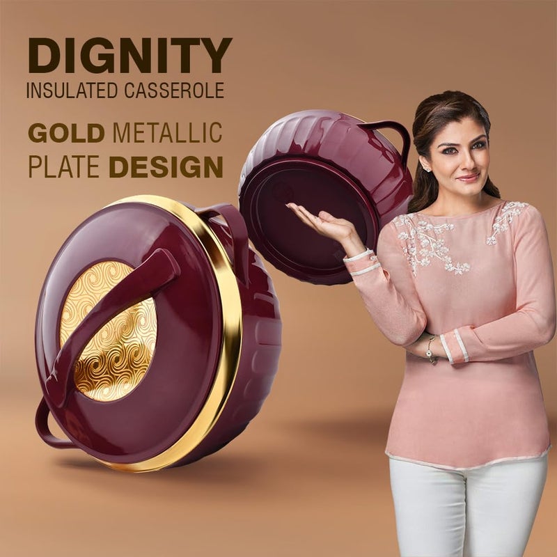 Asian Plastowares - Dignity Casserole - 2500ML |Hot Pot for Roti, Chapati & Meals, Biryani | Casserole for Kitchen & Gifting | BPA-Free, Food-Grade | Maroon - Image 3