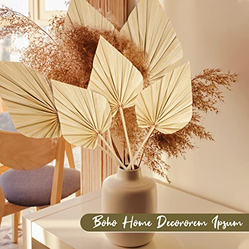 Chenkaiyang Cenkaiyang 10 Pcs Boho Dried Palm Spears Leaves, Real Palm Fans with Stem, Boho Home Decor for Vase, Wedding, Office, Home (10 Pieces) - Image 2