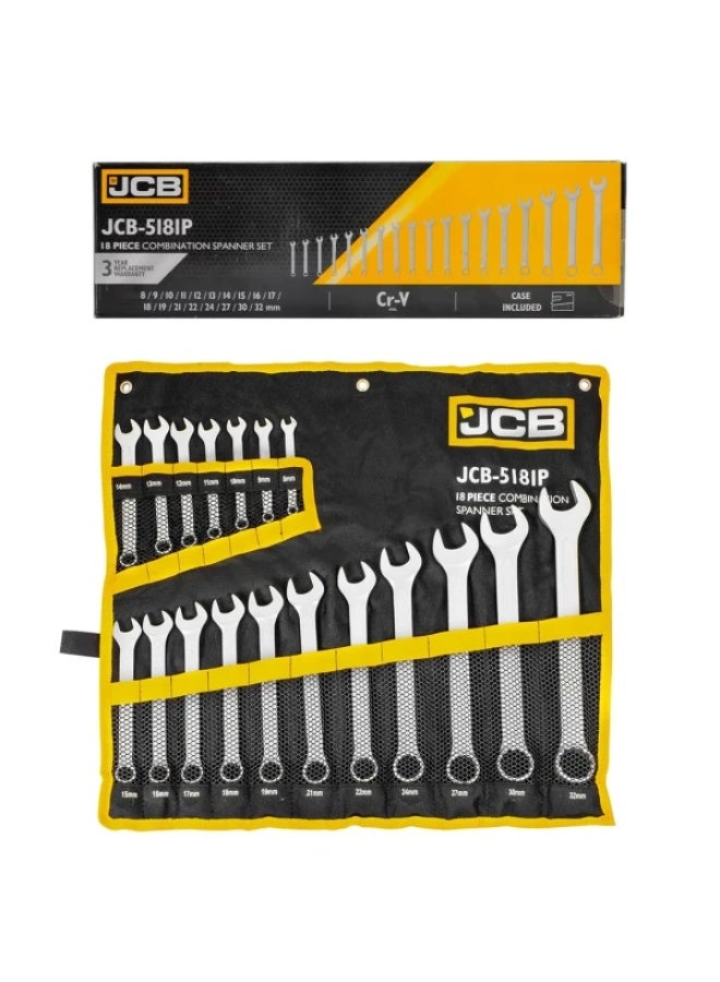 JCB Set of 18 combination wrenches (8-
19, 21, 22, 24, 27, 30, 32 mm), on a 
blade - Image 1