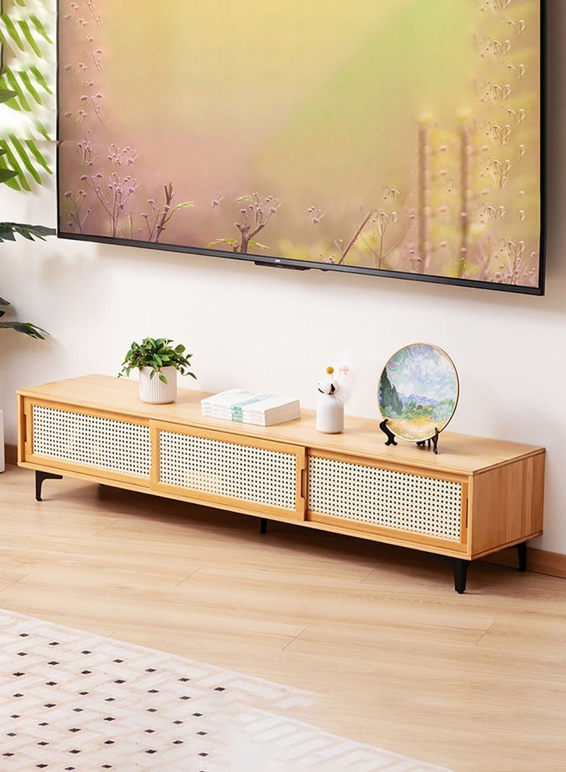 Merry Moments Modern TV Entertainment Unit Contemporary Style TV Stand  Luxury TV Unit TV Cabinet Bamboo Top Length Adjustable Size W33xH33xL120-210 cm - Image 2