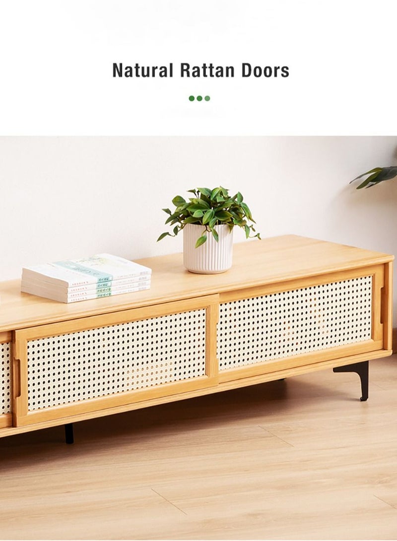 Merry Moments Modern TV Entertainment Unit Contemporary Style TV Stand  Luxury TV Unit TV Cabinet Bamboo Top Length Adjustable Size W33xH33xL120-210 cm - Image 5