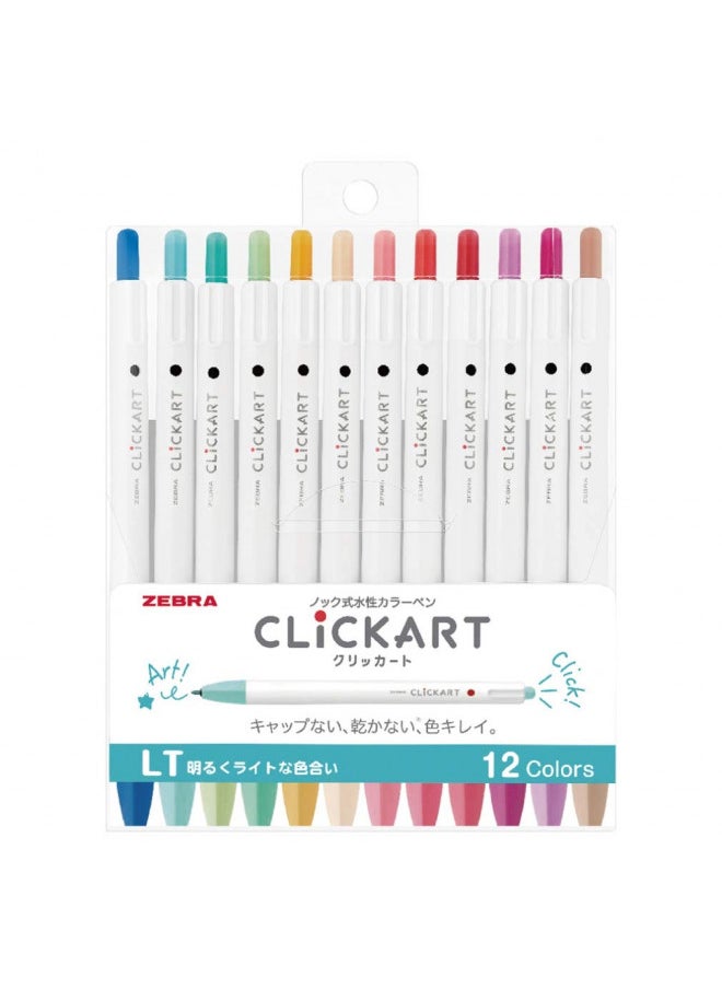 ZEBRA ZEBRA Clickart Water-Based Pen Bright Light 12 Colors Set, Wyss22-12Clt  - Image 1