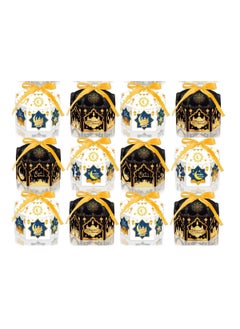 Y&D 12 Pack Exquisite Eid Mubarak Boxes Ramadan Candy Boxes Eid Gift Bags Eid Mubarak Boxes Ramadan Treat Storage Case with Ribbon for Eid Party Birthday Carnival Decorations Black And White  - Image 1