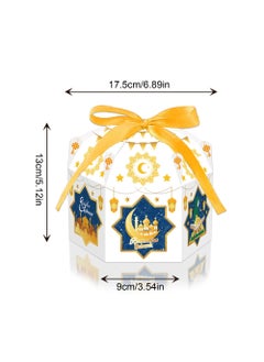 Y&D 12 Pack Exquisite Eid Mubarak Boxes Ramadan Candy Boxes Eid Gift Bags Eid Mubarak Boxes Ramadan Treat Storage Case with Ribbon for Eid Party Birthday Carnival Decorations Black And White  - Image 3