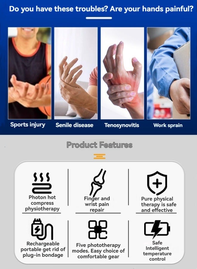 Generic Wireless red light therapy gloves electric heating infrared hand pain relief gloves hand and wrist strain repair / whitening hand skin red light gloves  - Image 4