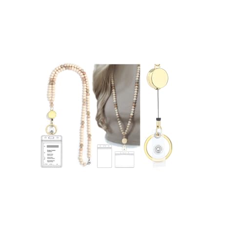 SAM & LORI Lanyards for Id Badges Teacher Lanyard With Id Holder Retractable Lanyards Beaded Cute Key Chain Keychain Women Cruise Ship Cards - Image 1