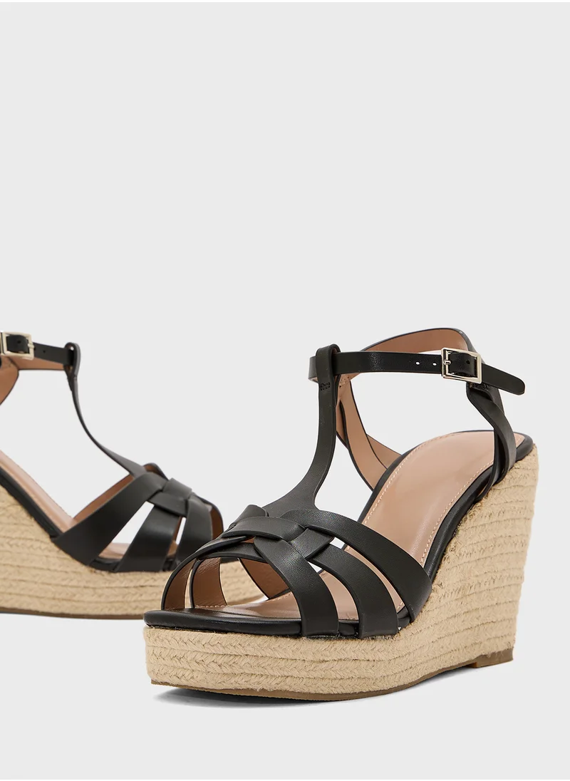 Truffle High Heel Ankle Strap Wedge Sandal