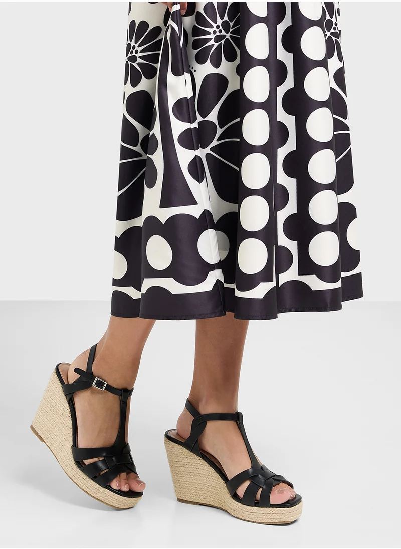 Truffle High Heel Ankle Strap Wedge Sandal