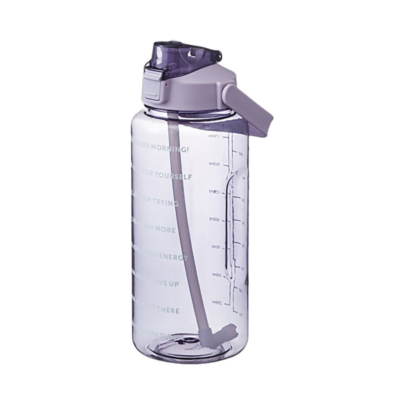 2L Purple Water Bottle With Soft Spill-Proof Straw - One Button Control Travel Water Jug For Hiking Fitness Daily Use - Image 1