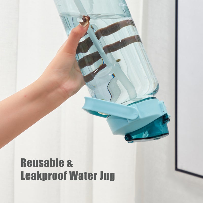 2L Purple Water Bottle With Soft Spill-Proof Straw - One Button Control Travel Water Jug For Hiking Fitness Daily Use - Image 4