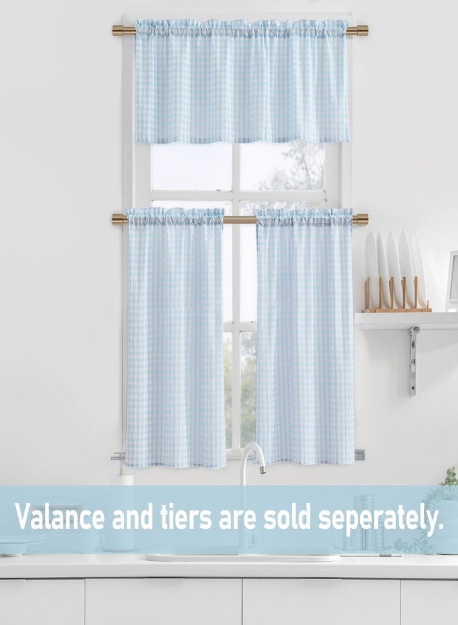 ZJDECOR Buffalo Plaid Kitchen Curtains 36 Inches Long,Blue White Gingham Crinkled Not-See-Through Sheer Cafe Tier Panels,Farmhouse Window Treatment for Kitchen Bedroom,Rod Pocket,26"Wx36"L(Pack of 2) - Image 5