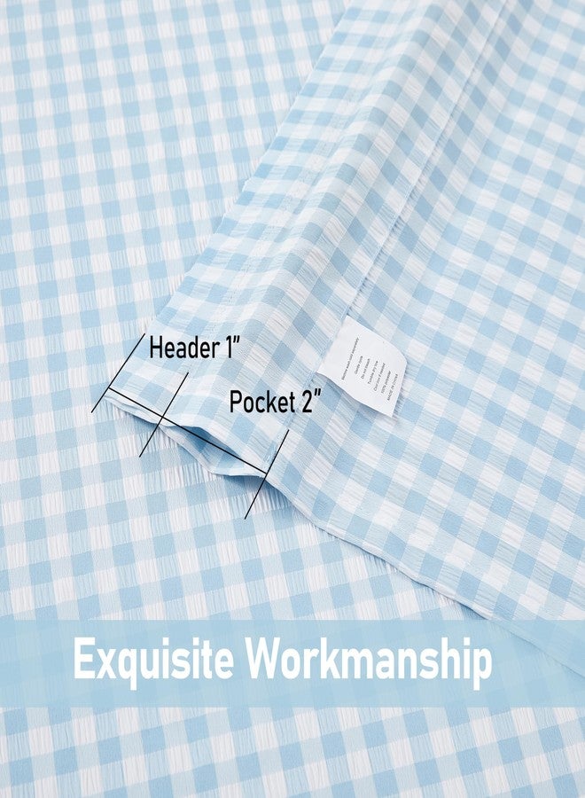 ZJDECOR Buffalo Plaid Kitchen Curtains 36 Inches Long,Blue White Gingham Crinkled Not-See-Through Sheer Cafe Tier Panels,Farmhouse Window Treatment for Kitchen Bedroom,Rod Pocket,26"Wx36"L(Pack of 2) - Image 3