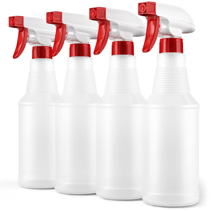 LiBa Spray Bottles (4 Pack,16 Oz), Refillable Empty Spray Bottles for Cleaning Solutions, Hair Spray, Watering Plants, Superior Flex Nozzles, Mist Sprayer, Bleach/Vinegar/Rubbing Alcohol Safe - Image 1