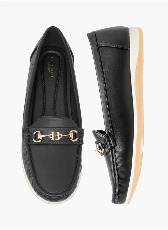 Flora Bella By Shoexpress Women Solid Buckle Accent Slip-On Loafers