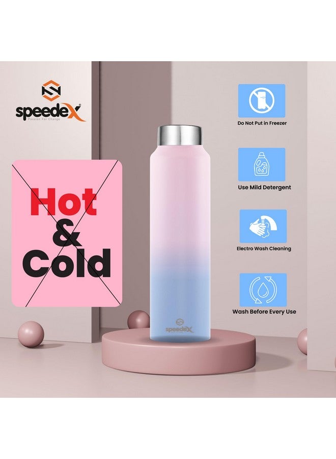 Speedex Stainless Steel Water Bottle 1 Ltr For Kids, Boys, Girls, 1 Litre Bottles for Gym, Sports, Fridge Use, School & Office (Steel Cap - Set of 1, Pink Blue) - Image 3
