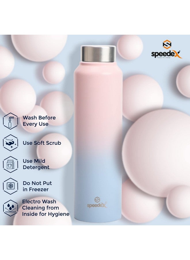 Speedex Stainless Steel Water Bottle 1 Ltr For Kids, Boys, Girls, 1 Litre Bottles for Gym, Sports, Fridge Use, School & Office (Steel Cap - Set of 1, Pink Blue) - Image 4