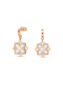 CERRUTI 1881 Ottavia Rose Gold-Plated Drop Earrings, White Mother of Pearl Floral Design, Elegant Jewelry for Women  - Image 1