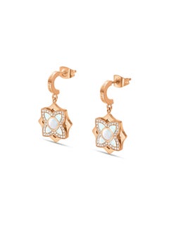 CERRUTI 1881 Ottavia Rose Gold-Plated Drop Earrings, White Mother of Pearl Floral Design, Elegant Jewelry for Women  - Image 2