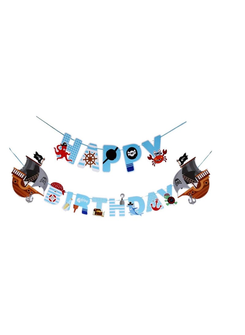 كاست ويف Pirate Birthday Banner Pirate Party Decorations for Kids Pirate Theme Party Supplies Birthday Party Baby Shower Pirate Happy Birthday Banner for Boys Children 1-4th Birthday Supplies - Image 1