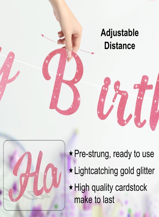 Danadia Pink Happy Birthday Decorations for Women, Happy Birthday Banner with Flower Birthday Decorations, NO DIY Daisy Birthday Party Decorations with Circle Dot Happy Birthday Garland and Bunting Banner - Image 3
