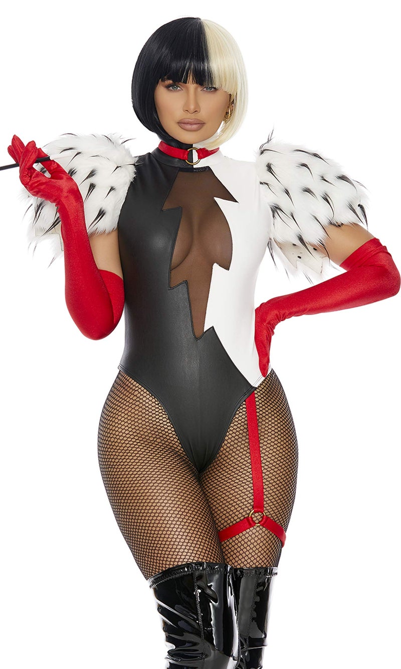 Forplay Womens 3pc. Movie Villain Character Adult Sized Costumes, Black White, Medium/Large US - Image 1