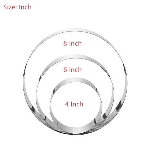 Maykito Large Round Cake Ring Set-4/6/8 Inch Biscuit Cutter Stainless Steel Circle Pancake Mold English Muffin Ring - Image 3