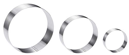 Maykito Large Round Cake Ring Set-4/6/8 Inch Biscuit Cutter Stainless Steel Circle Pancake Mold English Muffin Ring - Image 1