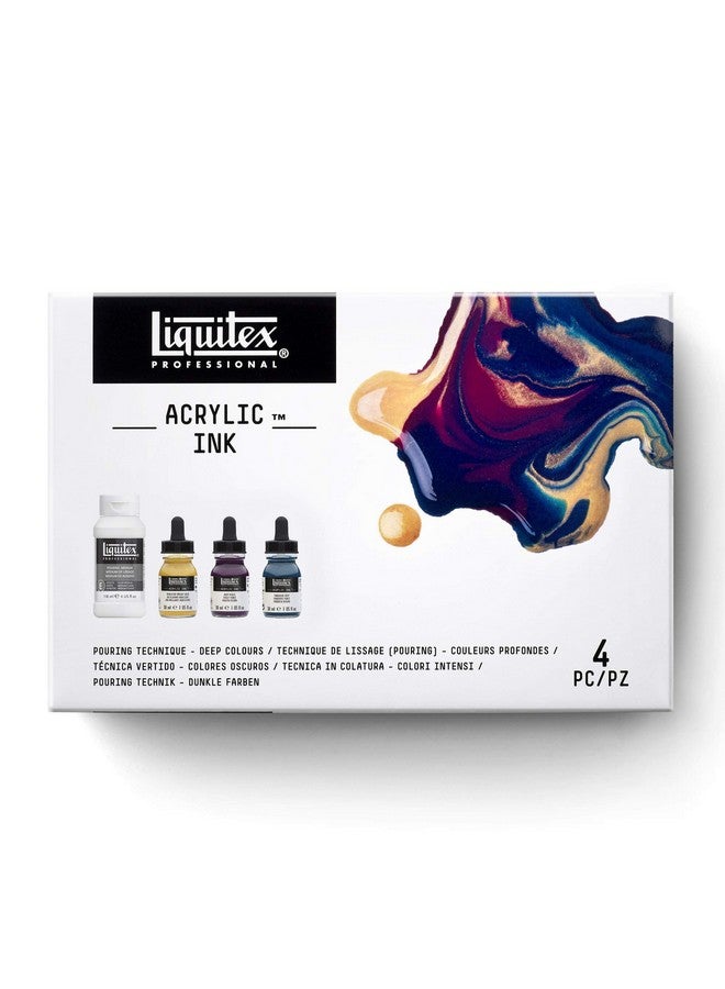 Liquitex Professional Acrylic Ink 1 Oz (30Ml) Pouring Technique Deep Colors Set Of 4 - Image 1