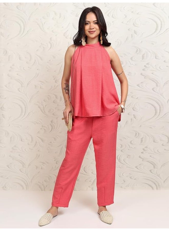 Vishudh Women's Co-ord Set | Trendy Matching Set for Casual & Chic Looks | Stylish Top & Bottom Co-ord for Women  CORAL  XL - Image 5