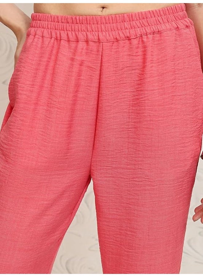 Vishudh Women's Co-ord Set | Trendy Matching Set for Casual & Chic Looks | Stylish Top & Bottom Co-ord for Women  CORAL  XL - Image 3