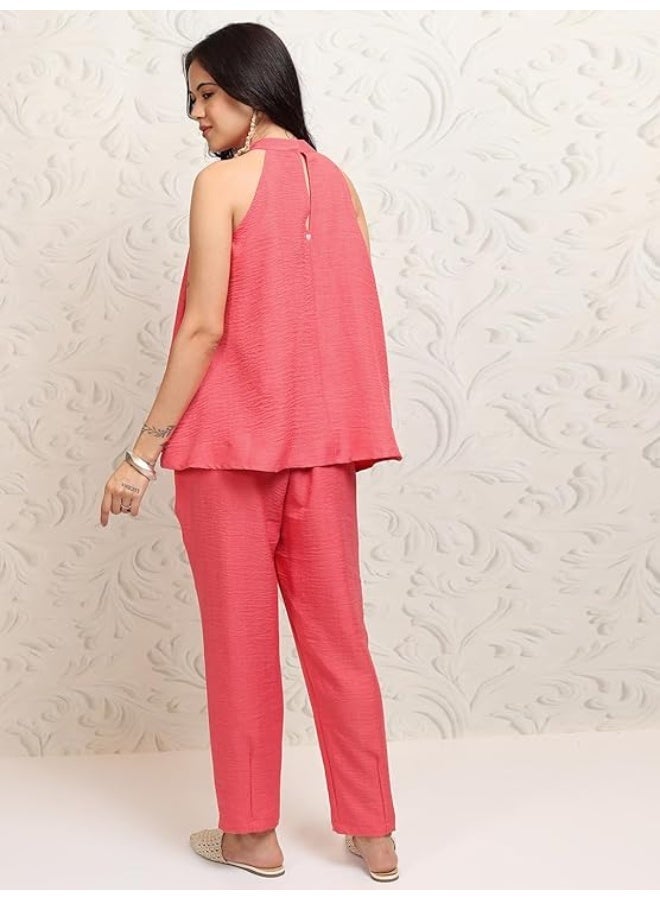 Vishudh Women's Co-ord Set | Trendy Matching Set for Casual & Chic Looks | Stylish Top & Bottom Co-ord for Women  CORAL  XL - Image 2
