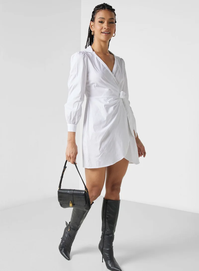 Miss Selfridge White Wrap Mini Dress