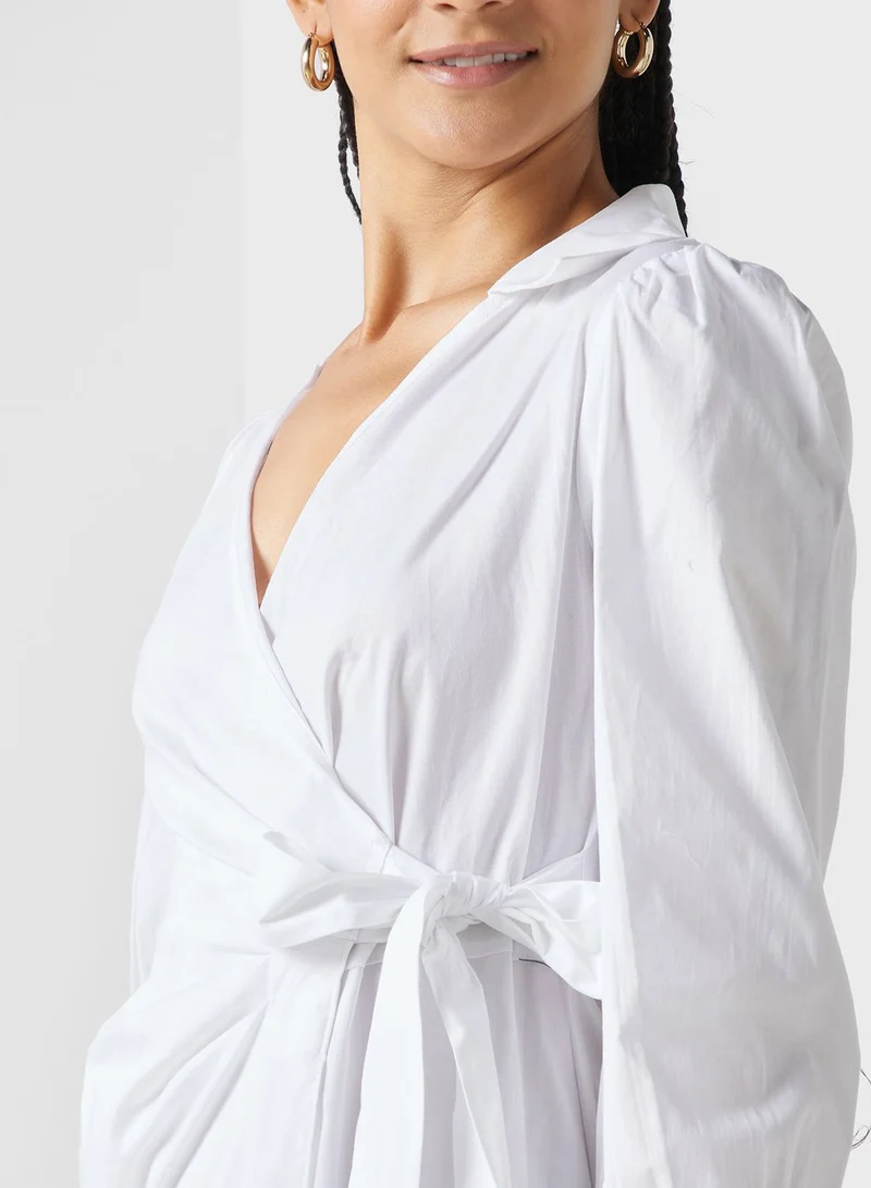 Miss Selfridge White Wrap Mini Dress
