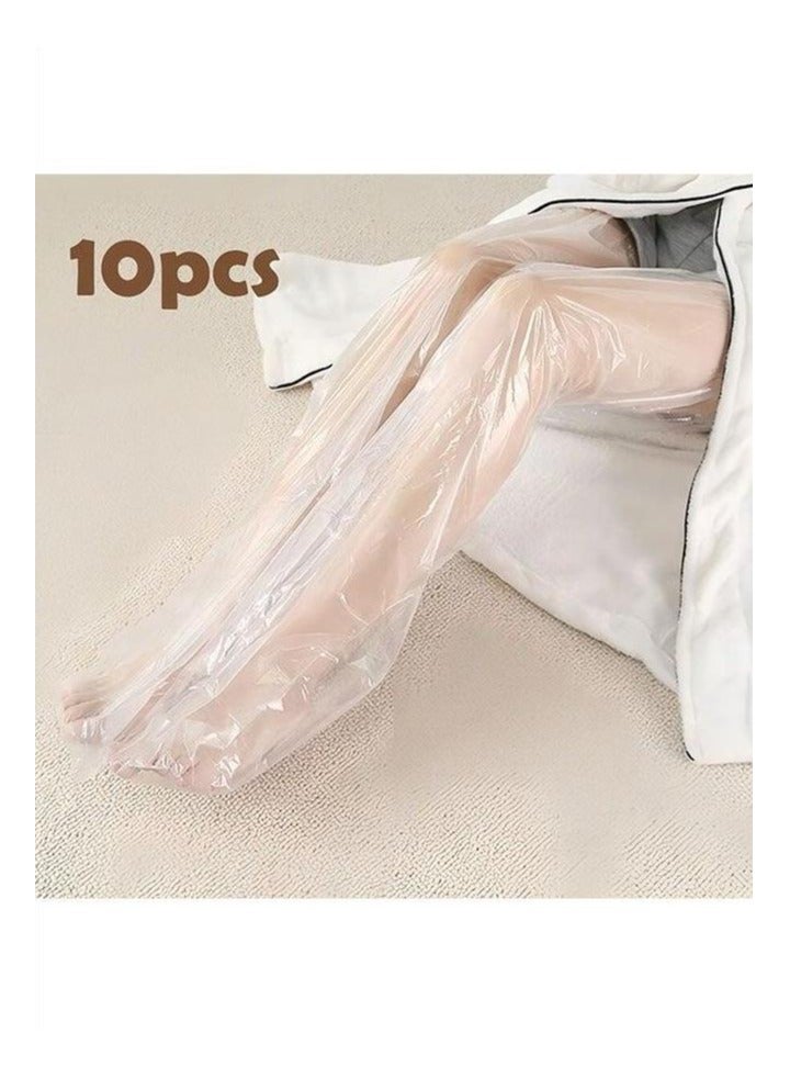 10PCS Disposable Leg Foot Covers, PE Plastic Film for Leg & Foot Mask, Waterproof Transparent Skin Care Sleeves for Men & Women, Home Salon Use - Image 1