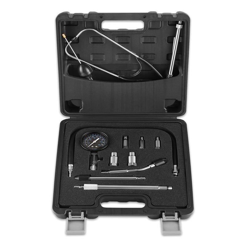 Lichamp 11pcs Compression Tester Adapter Kit, Automotive Engine Cylinder Leak Down Compression Test Motor Pressure Gauge, Include Engine Cylinder Stethoscope - Image 1