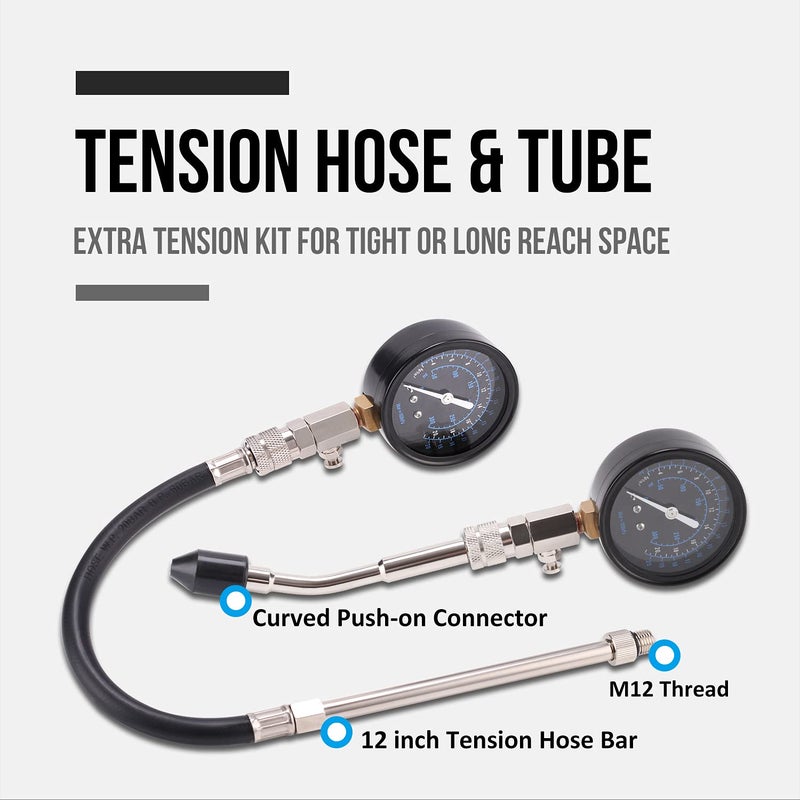 Lichamp 11pcs Compression Tester Adapter Kit, Automotive Engine Cylinder Leak Down Compression Test Motor Pressure Gauge, Include Engine Cylinder Stethoscope - Image 5
