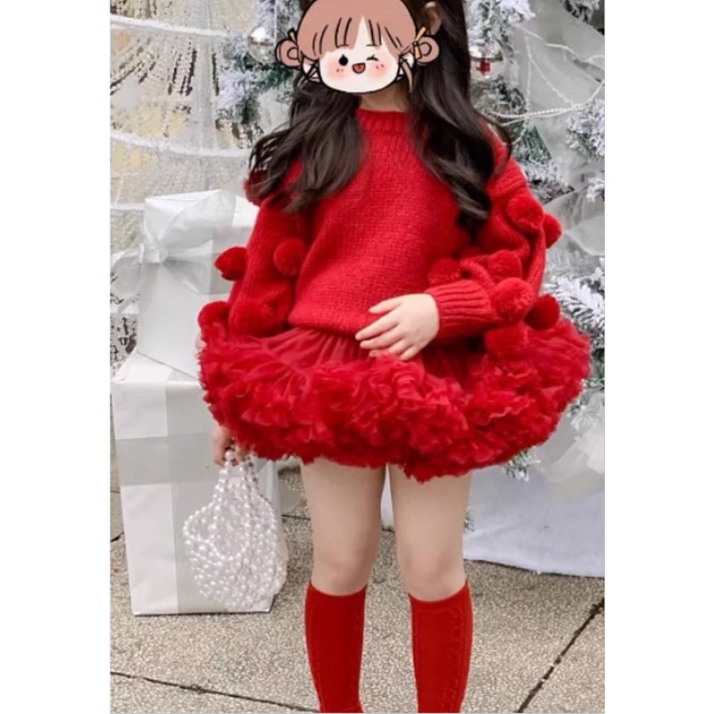Girl'S Christmas Sparkling Tutu Skirt 2024 Women'S Red And Green Sequin Skirt Rabbit Skirt Baby Puff Skirt - Image 1