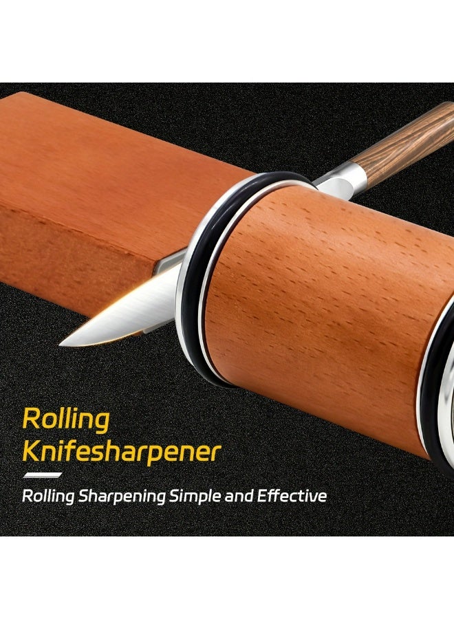 اداة شحذ السكاكين من ايرليان، مجموعة مسن سكاكين دوارة مع الماس والسيراميك للستيل من اي صلابة، مسن سكاكين المطبخ بزاوية مغناطيسية 15 و20 درجة (بني) - Image 3