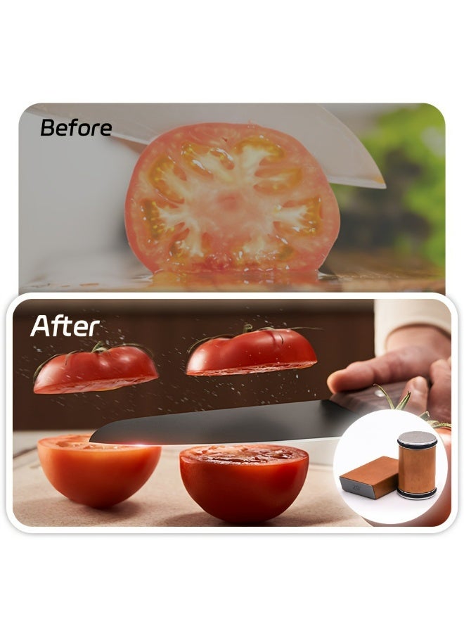 اداة شحذ السكاكين من ايرليان، مجموعة مسن سكاكين دوارة مع الماس والسيراميك للستيل من اي صلابة، مسن سكاكين المطبخ بزاوية مغناطيسية 15 و20 درجة (بني) - Image 5