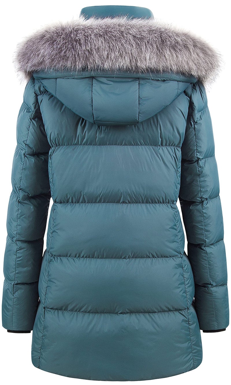 CREATMO US Women's Ladies Insulated Parka Jacket Quilted Zip Front Plus Size Winter Coat Acid Blue 3XL - Image 2