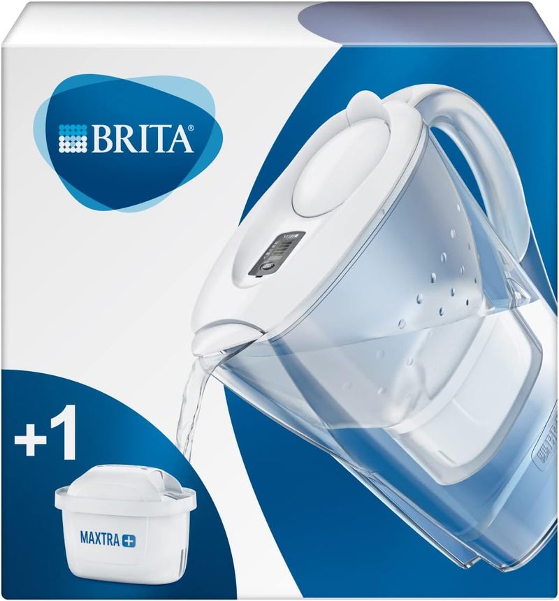 BRITA Marella fridge water filter jug for reduction of chlorine, limescale and impurities, Includes 1 x MAXTRA+ filter cartridges, 2.4 L -White - Image 2