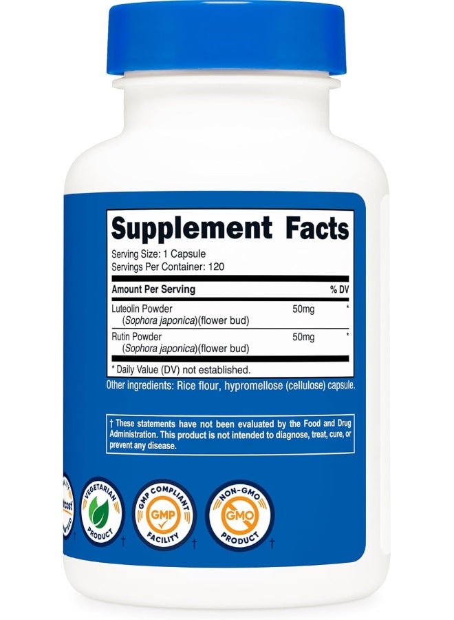 لوتولين مع مركب روتين 100 مجم (50 مجم لوتولين، 50 مجم روتين) 120 كبسولة - نباتية، غير معدلة وراثيًا، خالية من الغلوتين - Image 5
