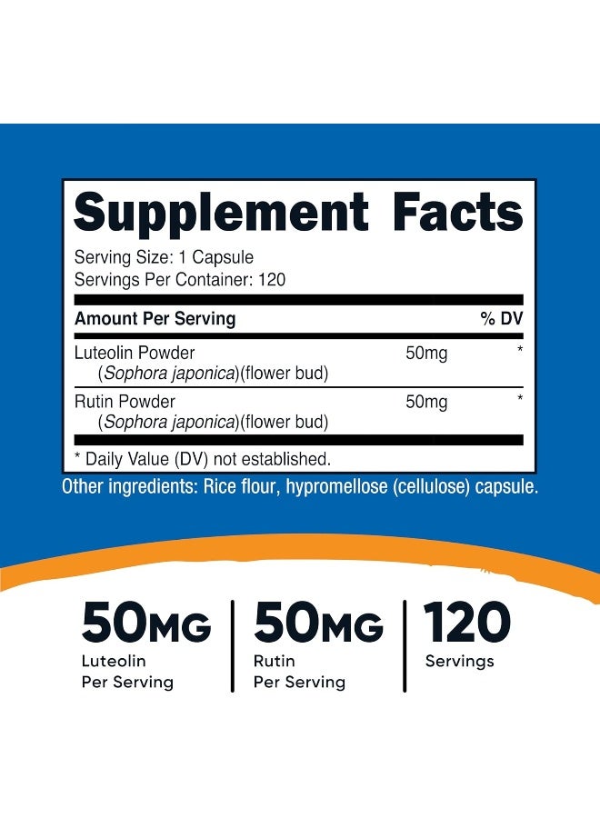 لوتولين مع مركب روتين 100 مجم (50 مجم لوتولين، 50 مجم روتين) 120 كبسولة - نباتية، غير معدلة وراثيًا، خالية من الغلوتين - Image 2