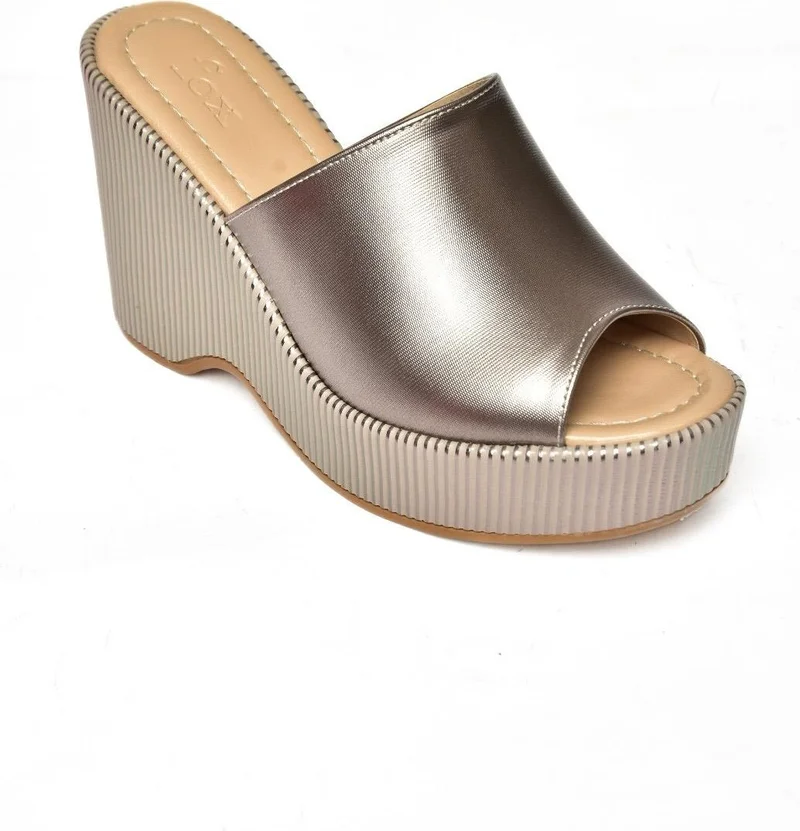 فوكس شوز K250101509 Platinum Wedge Heeled Women's Slippers