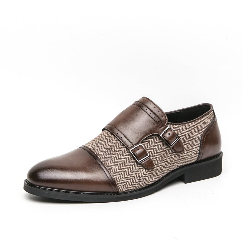 Retro Double-Breasted Business Formal Leather Shoes Trendy Large Size Square Leather Shoes British Versatile Leather Shoes - Image 1