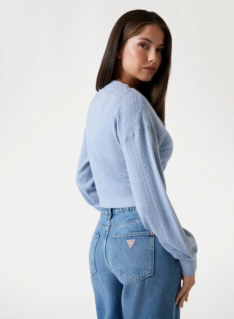 جس Long Sleeve V Neck Lyla Cardi Sweatshirt