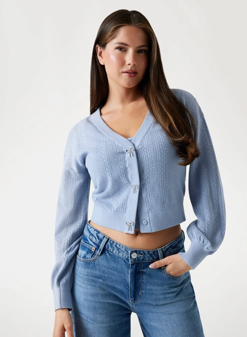 جس Long Sleeve V Neck Lyla Cardi Sweatshirt